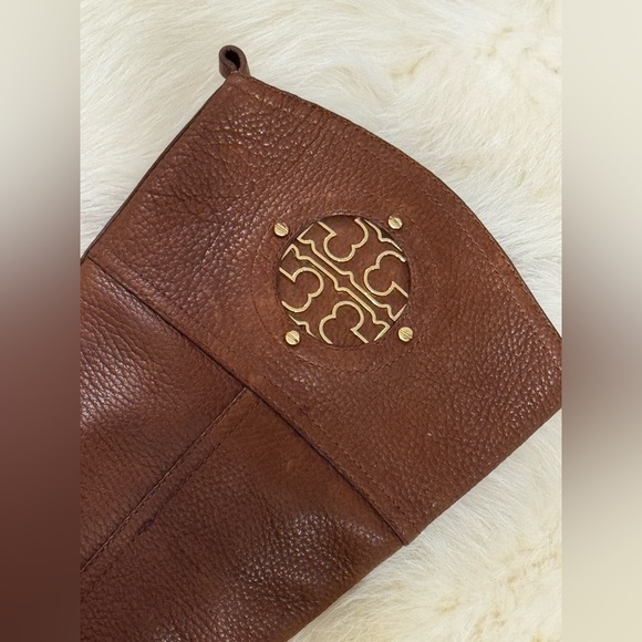 TORY BURCH Kiernan Leather Equestrian Riding Boots Light Brown Tan Logo 7.5 EUC - Picture 6 of 16